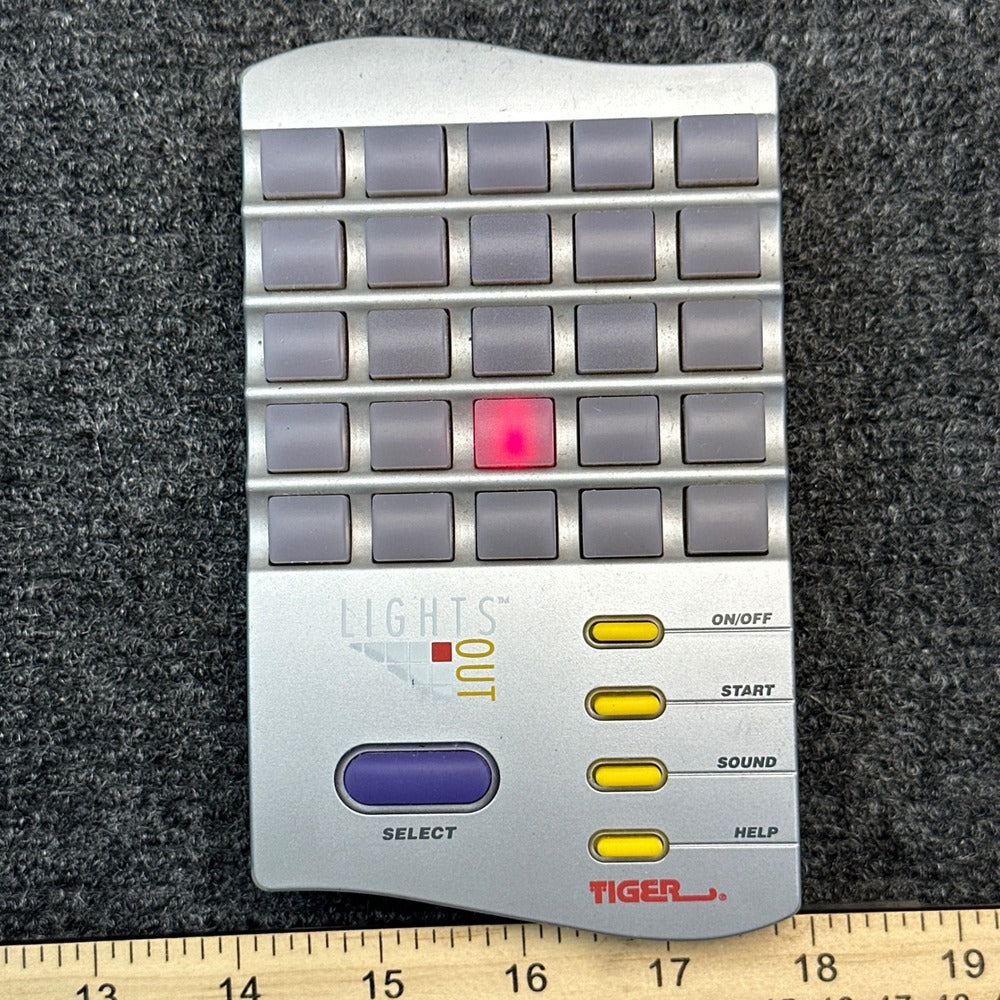 Vintage 1995 Tiger Electronics Lights Out Handheld Electronic Puzzle Game Silver