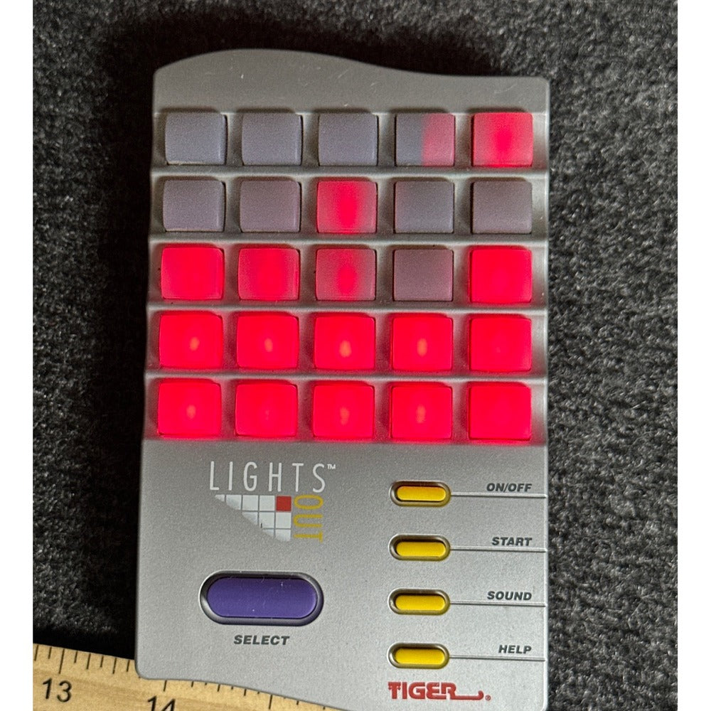 Vintage 1995 Tiger Electronics Lights Out Handheld Electronic Puzzle Game Silver
