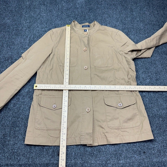 Lands End Womens Tan Utility Field Jacket 405916 Khaki Cotton M 10-12 — photo 4 of 10