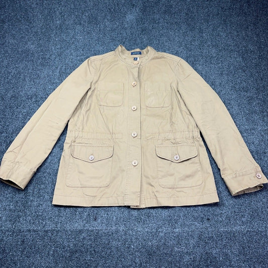 Lands End Womens Tan Utility Field Jacket 405916 Khaki Cotton M 10-12 — photo 2 of 10
