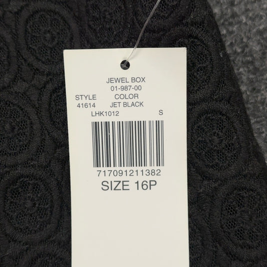 Context Petite Jet Black Lace Sleeveless Shift Dress 16P Jewel Neck 41614 NWT — photo 7 of 9