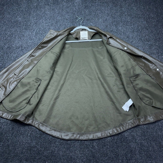 Stoosh Womens Faux Leather Shirt Jacket Olive Brown Shacket JKJR2283 Size L — photo 8 of 11