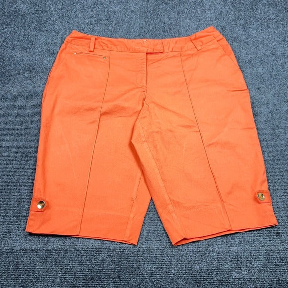 Cato Woman Orange Bermuda Shorts Plus Size 18W Cotton Stretch Gold Button Detail — photo 1 of 13