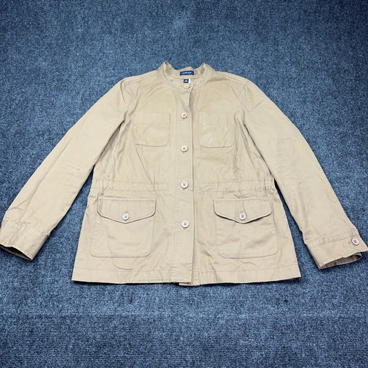 Lands End Womens Tan Utility Field Jacket 405916 Khaki Cotton M 10-12 — photo 1 of 10