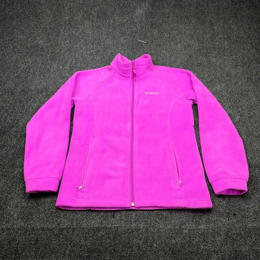 Columbia Girls Benton Springs Full Zip Fleece Jacket Pink Magenta Large L — photo 1 of 13