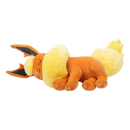 Flareon plush displayed on neutral background emphasizing texture and color vibrancy  